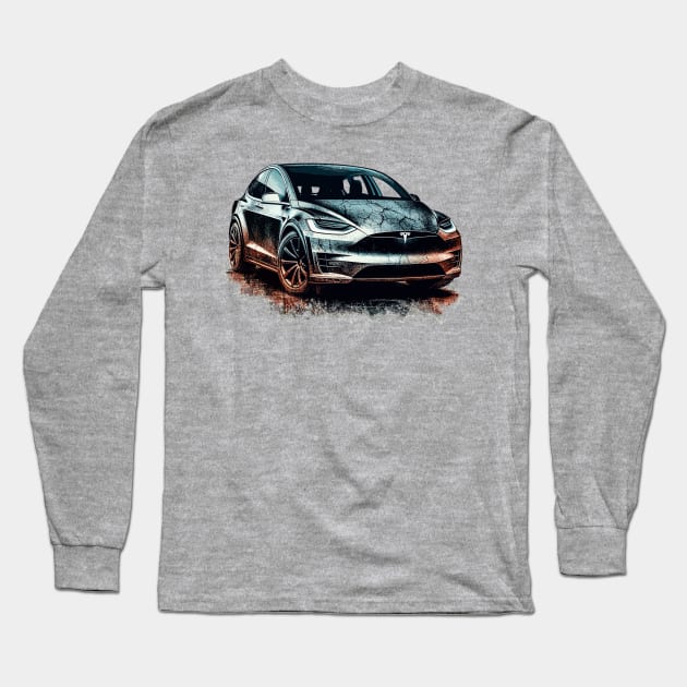 Tesla Model X Long Sleeve T-Shirt by Vehicles-Art